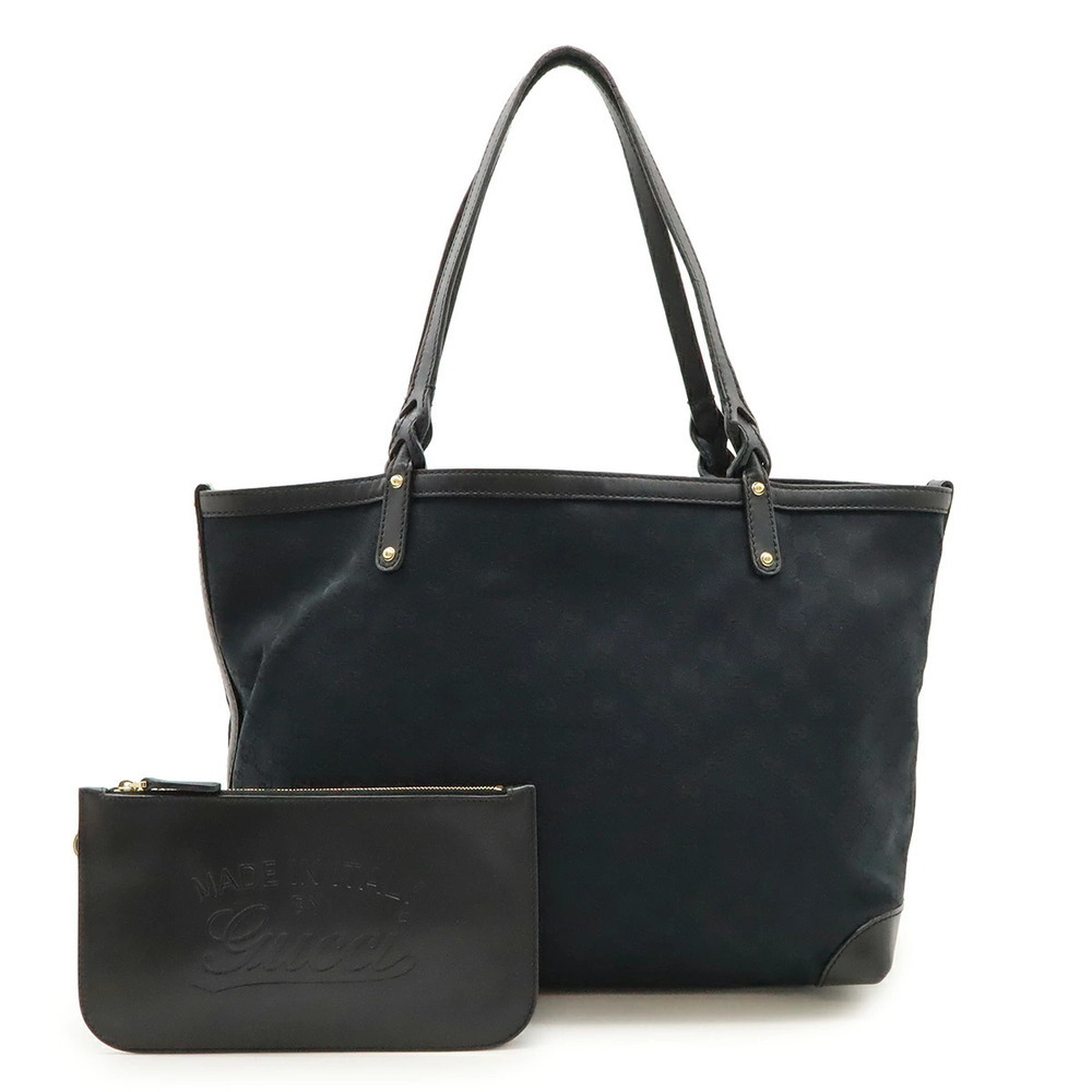 Gucci GG Canvas Tote Bag Shoulder Hobo Leather Black Pouch